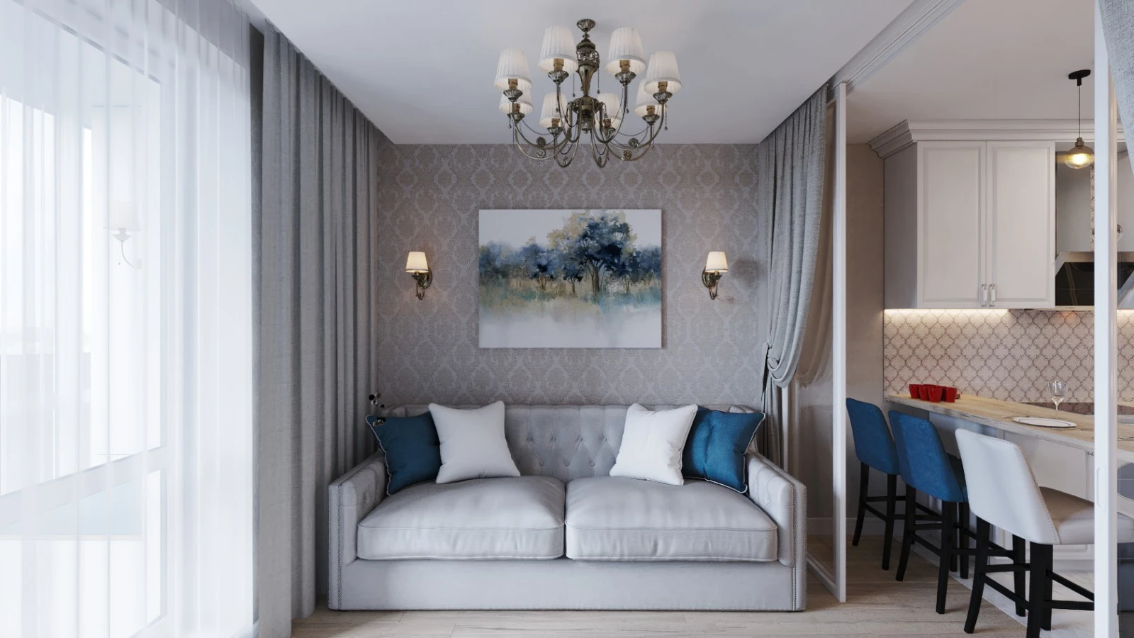 Проект дизайнера Дедулева Дениса с плиткой Tubadzin - Pietrasanta и Arte - Neutral