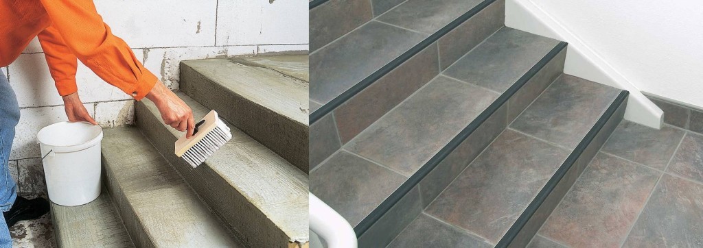 Укладка плитки на лестнице Укладка плитки на лестнице