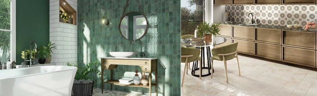 Глянцевая керамическая плитка в интерьере