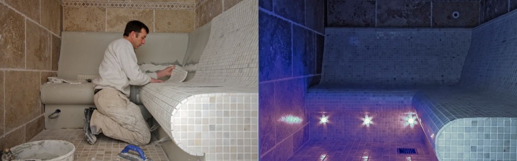 Укладка плитки в сауне