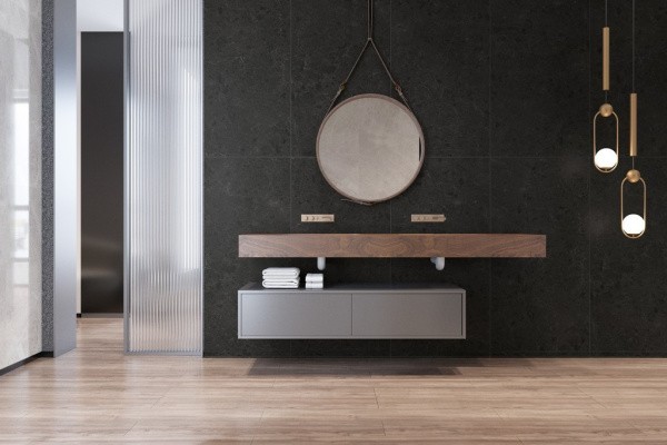 Универсальная плитка (керамогранит) Ennface Gravel Black 60x120 см Универсальная плитка (керамогранит) Ennface Gravel Black 60x120 см