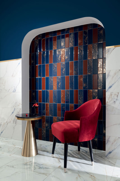 Настенная плитка Tubadzin Blue Stone bar burgundy 23.7x7.8 см