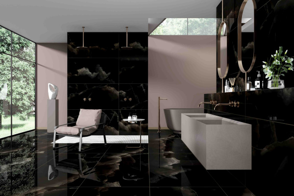 Универсальная плитка (керамогранит) Ennface Onyx Noir High Glossy 120x60 см