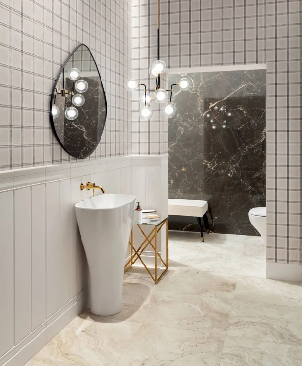 Настенный бордюр Tubadzin Timeless white STR 32.8x89.8 см