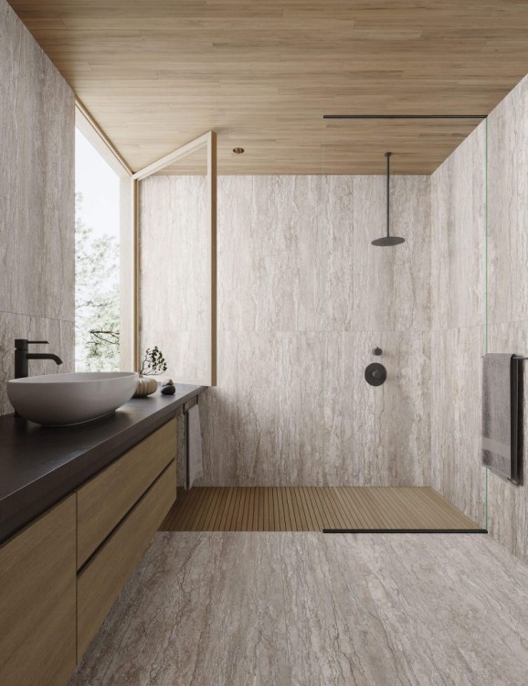Универсальная плитка (керамогранит) Gayafores Travertino Silver 59.1x119.1 см