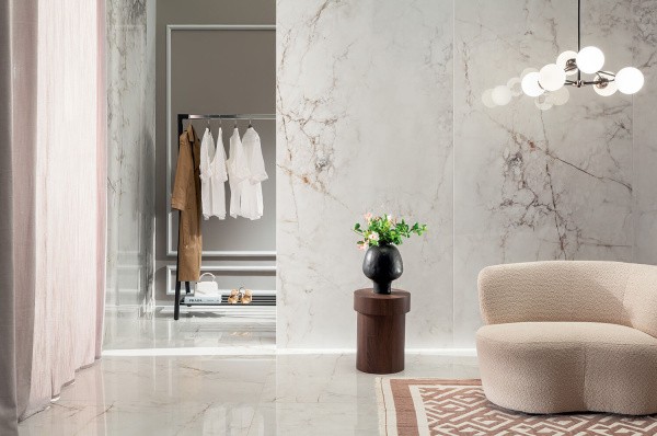 Универсальная плитка (керамогранит) Arte Shellstone white POL 274.8x119.8 см