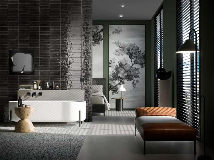 Универсальная плитка (керамогранит) Marazzi LUME BLACK 6*24 см