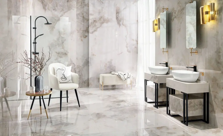 Универсальная плитка (керамогранит) Tubadzin Onice Bianco POL 274.8x119.8 см