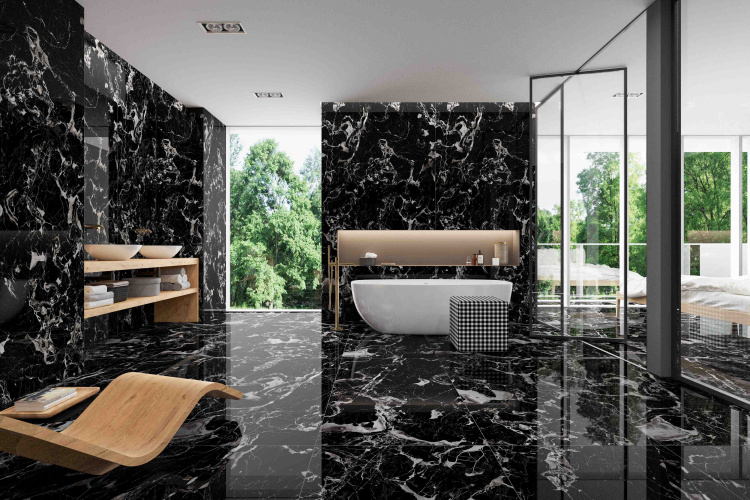 Универсальная плитка (керамогранит) Ennface Portoro Black High Glossy 120x60 см