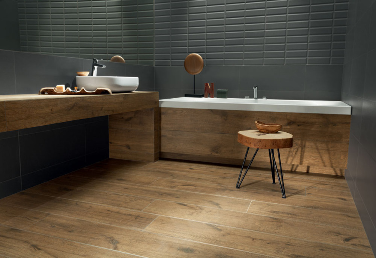 Универсальная плитка (керамогранит) Tubadzin Wood Grain Red STR 1198x190 mm