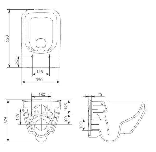 ÐŸÐ¾Ð´Ð²ÐµÑÐ½Ð¾Ð¹ ÑƒÐ½Ð¸Ñ‚Ð°Ð· Cersanit Crea Square Clean On Ð±ÐµÐ· ÑÐ¸Ð´ÐµÐ½Ð¸Ñ 