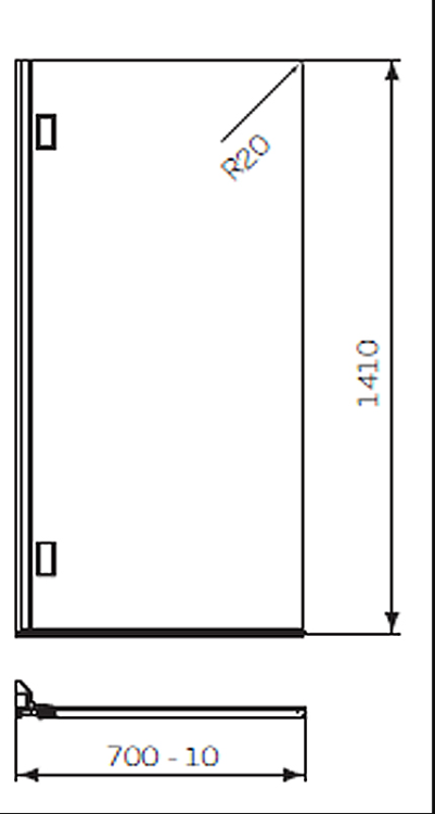 Ширма на ванну односекционная  Kolo Niven 70x140 см, правая