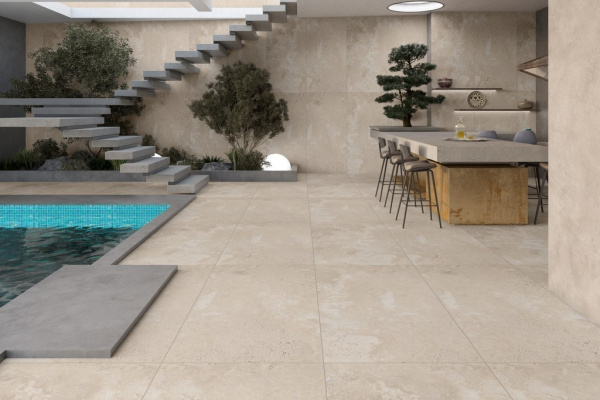 Универсальная плитка (керамогранит) Ennface Rock Crema Matt 160x80 см