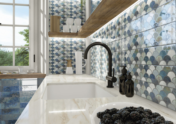 Настенная плитка Mainzu Escama Blu 10x30 см