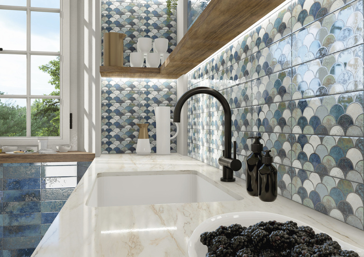 Настенная плитка Mainzu Escama Blu 10x30 см