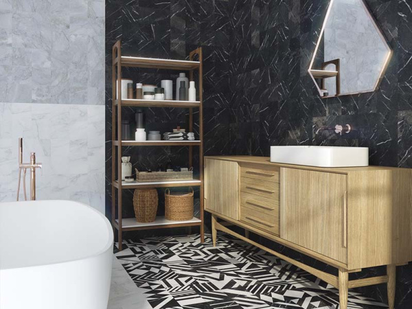 Универсальная плитка (керамогранит) Gayafores Velvet Geo Negro 33,15x33,15 см