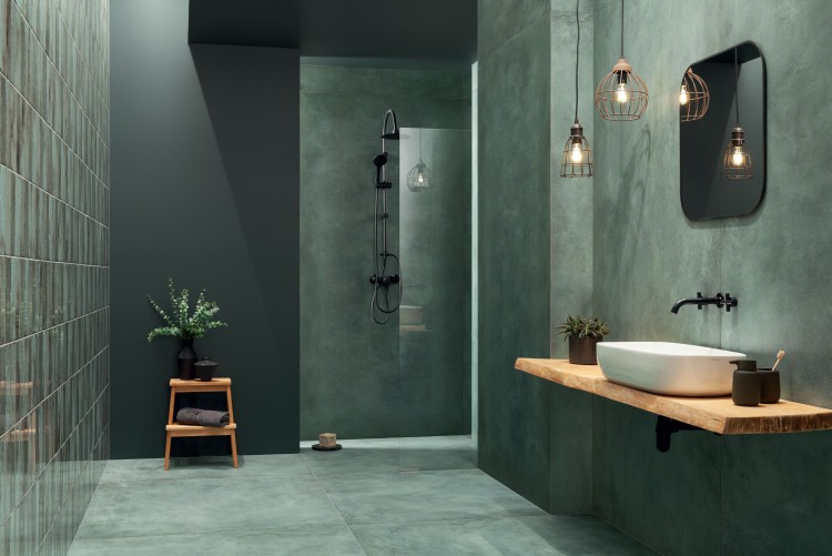 Универсальная плитка Tubadzin Patina Plate green MAT 119,8x119,8 см
