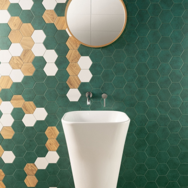 Настенная плитка Arte Burano green hex 11x12,5 см