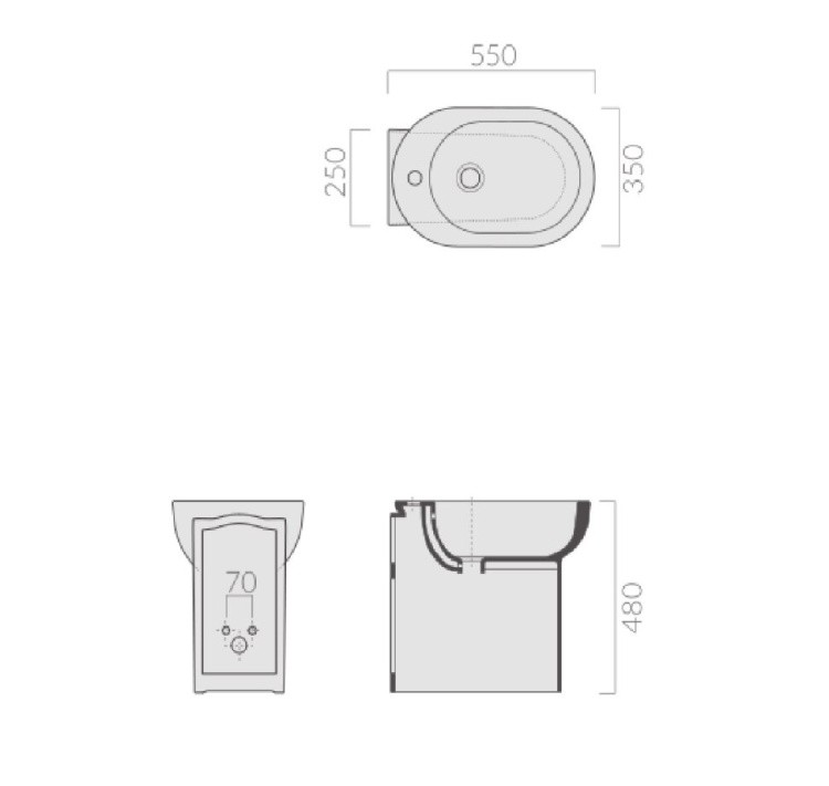 Биде напольное Galassia Comfort line M2 5248 55x48 см