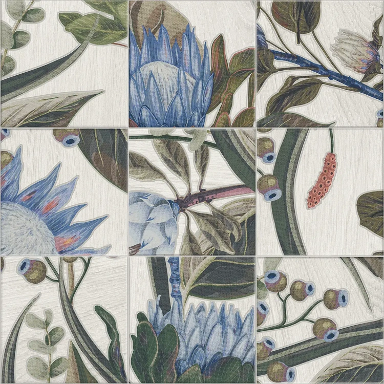 Универсальный декор из керамогранита Mainzu Decor Blue Leaves 20x20 см