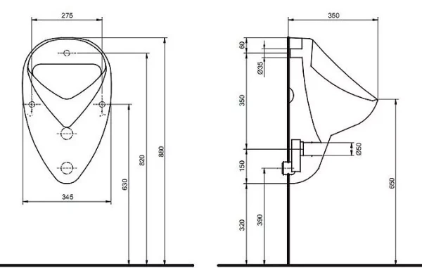Писсуар Kolo Felix с задней подводкой воды