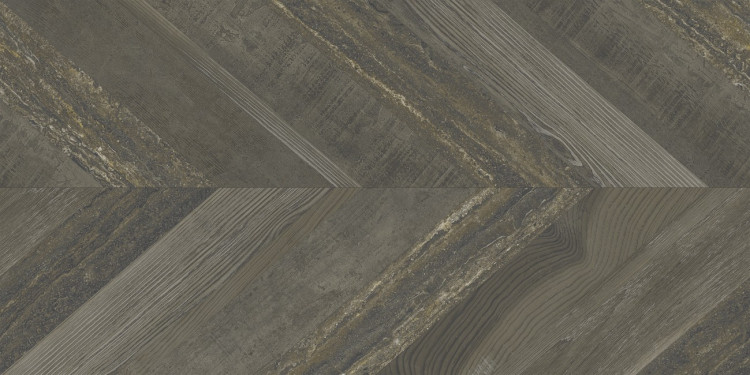 Универсальная плитка (керамогранит) Aparici Chevron Walnut Stamp 49.75x99.55 см