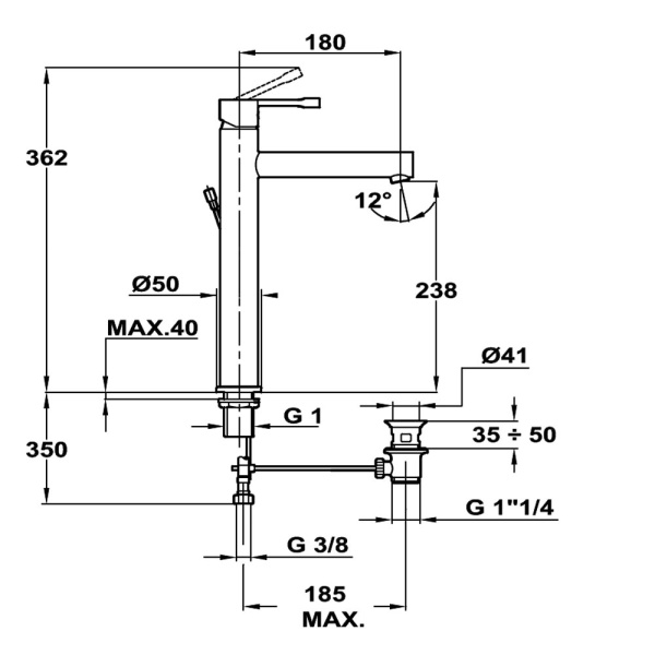 Ð¡Ð¼ÐµÑÐ¸Ñ‚ÐµÐ»ÑŒ Ð´Ð»Ñ ÑƒÐ¼Ñ‹Ð²Ð°Ð»ÑŒÐ½Ð¸ÐºÐ° Ð²Ñ‹ÑÐ¾ÐºÐ¸Ð¹ Teka ALAIOR XL 55.362.02.00