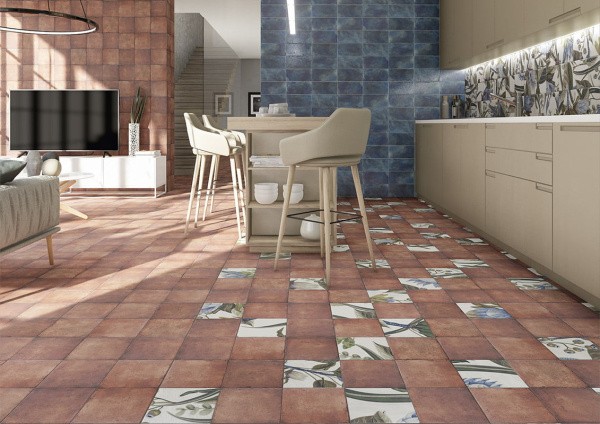 Универсальный декор из керамогранита Mainzu Decor Blue Leaves 20x20 см