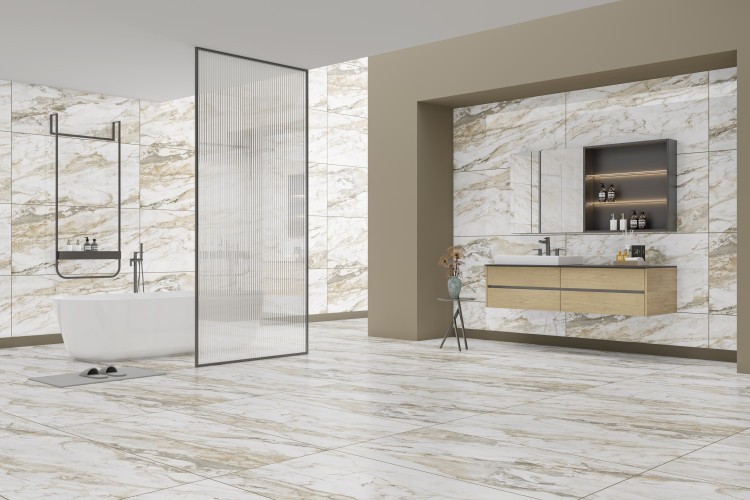 Универсальная плитка (керамогранит) Ennface Calacatta Citrus Glossy 120x60 см