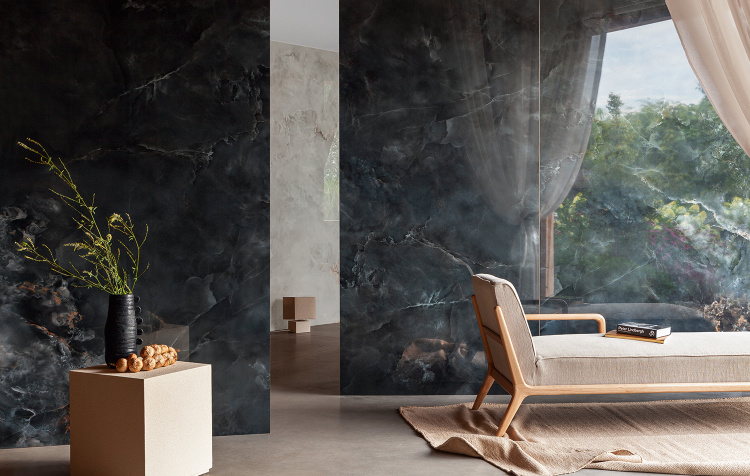 Универсальная плитка (керамогранит) Tubadzin Aquamarine black POL 274.8x119.8 см