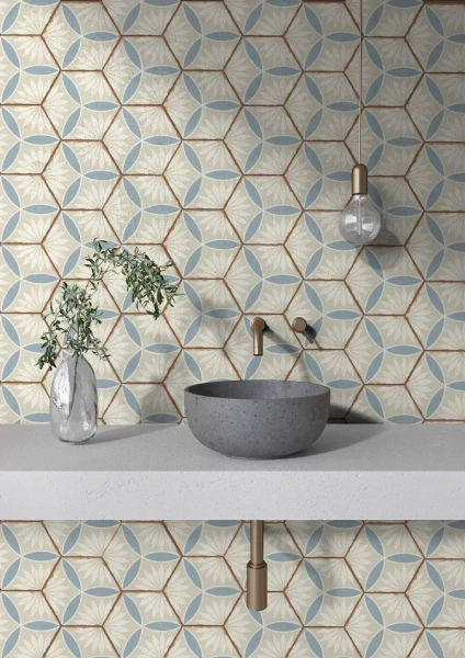 Универсальная плитка (керамогранит) Ennface Kaleidoscope Blue Matt 22x25 см