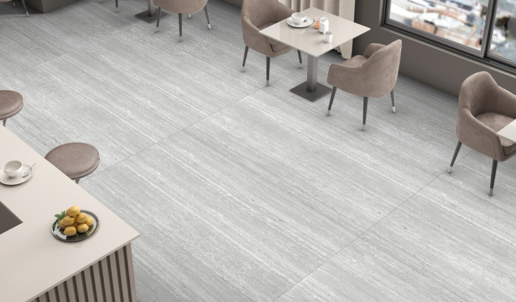 Универсальная плитка (керамогранит) Ennface Travertine Grey Carving 160x80 см