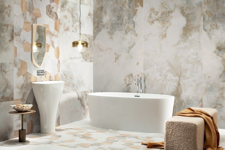 Универсальная плитка (керамогранит) Tubadzin Onice Bianco MAT 274.8x119.8 см