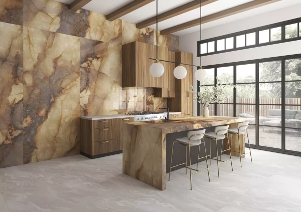 Универсальная плитка (керамогранит) Apavisa Lumen Ambar Polished 119.3x280 см