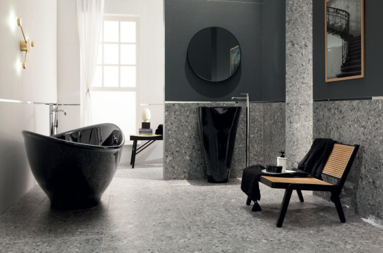 Настенная плитка Tubadzin Macchia graphite 32,8x89,8 см