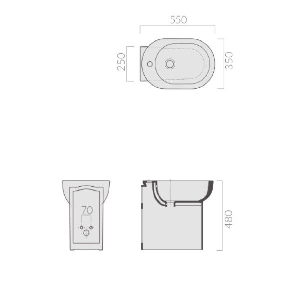 Биде напольное Galassia Comfort line M2 5248 55x48 см