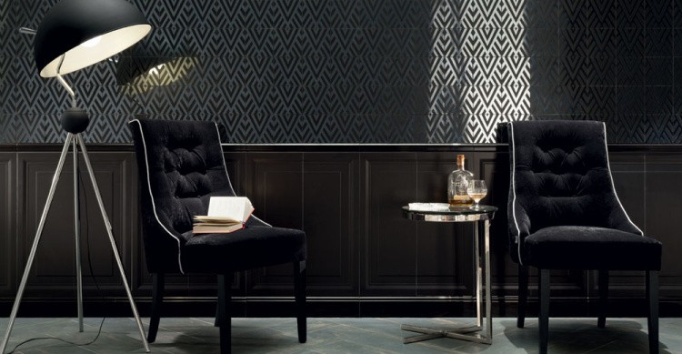 Настенный бордюр Tubadzin Timeless black STR 32.8x89.8 см