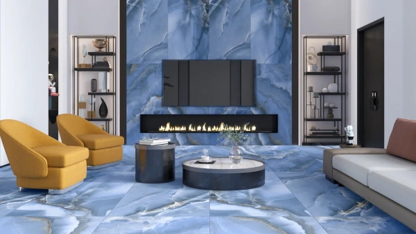 Универсальная плитка (керамогранит) Ennface Royal Onyx Azul Matt 160x80 см
